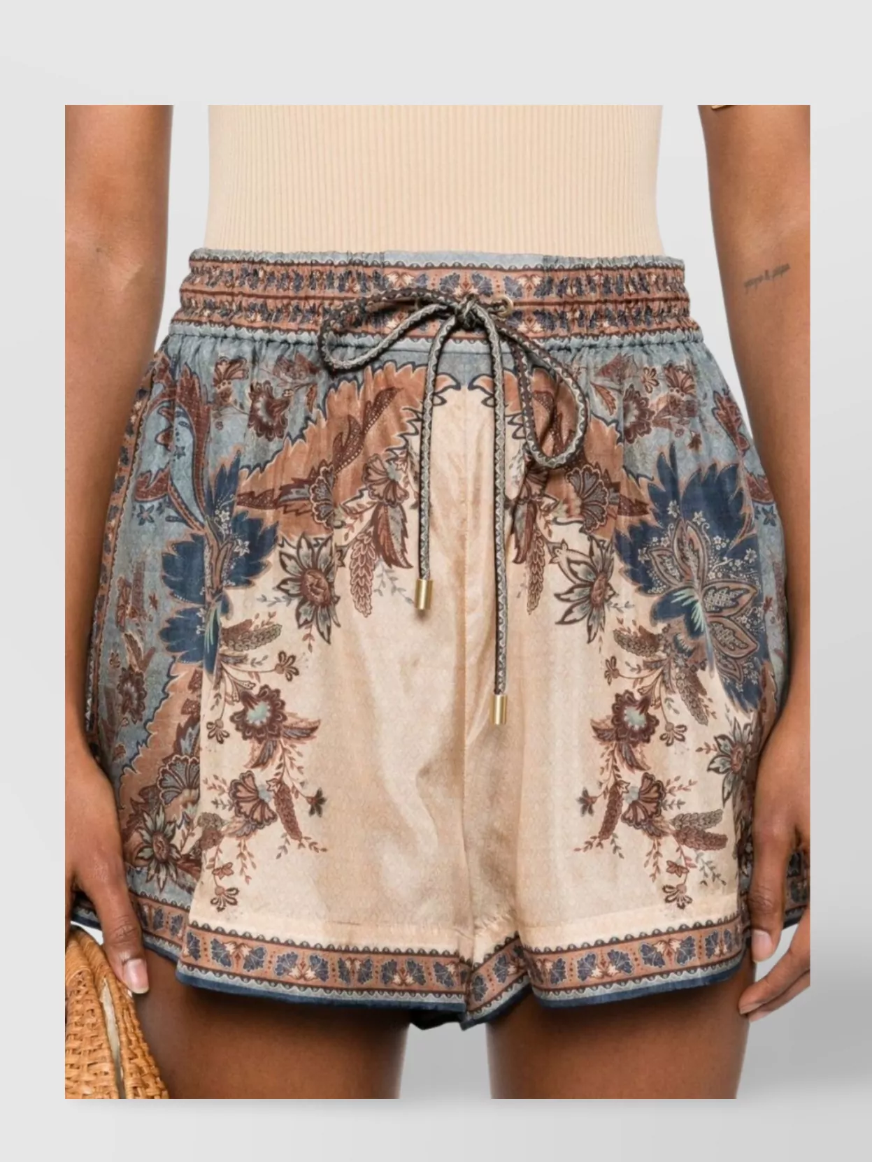 Zimmermann Silk Shorts With Floral Print And Pockets
