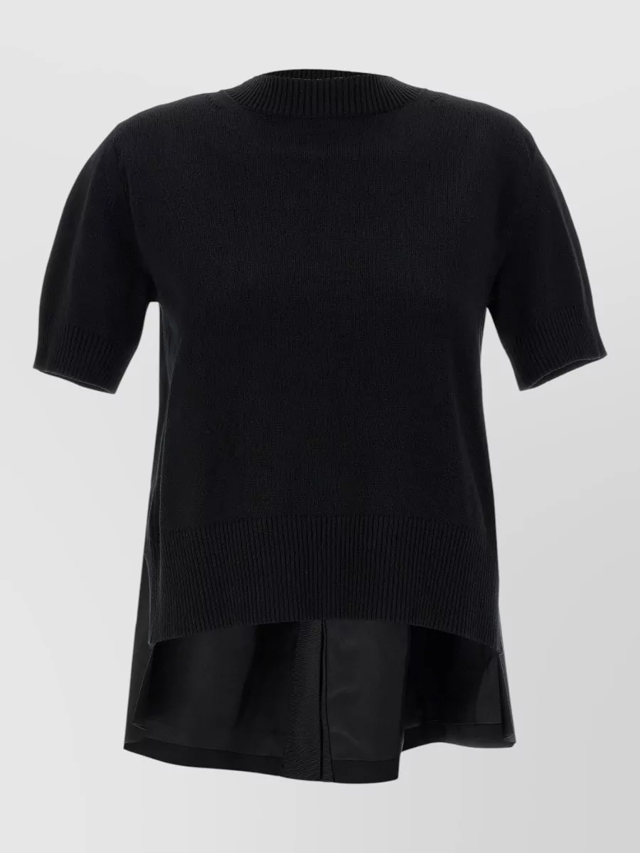 Sacai asymmetric short-sleeve patchwork sweater