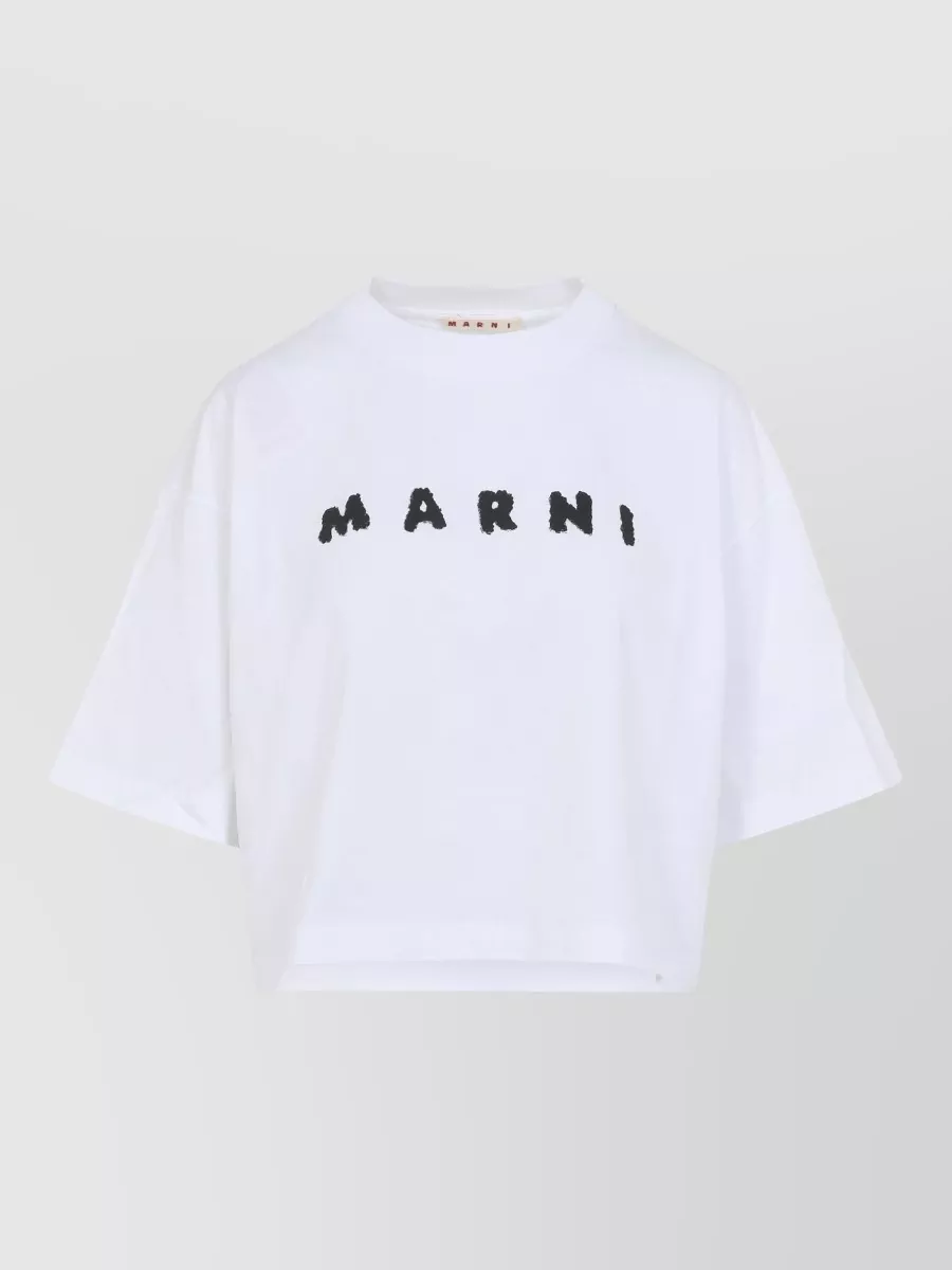 Marni Logo Cotton Crew Neck Short Sleeve T-Shirt