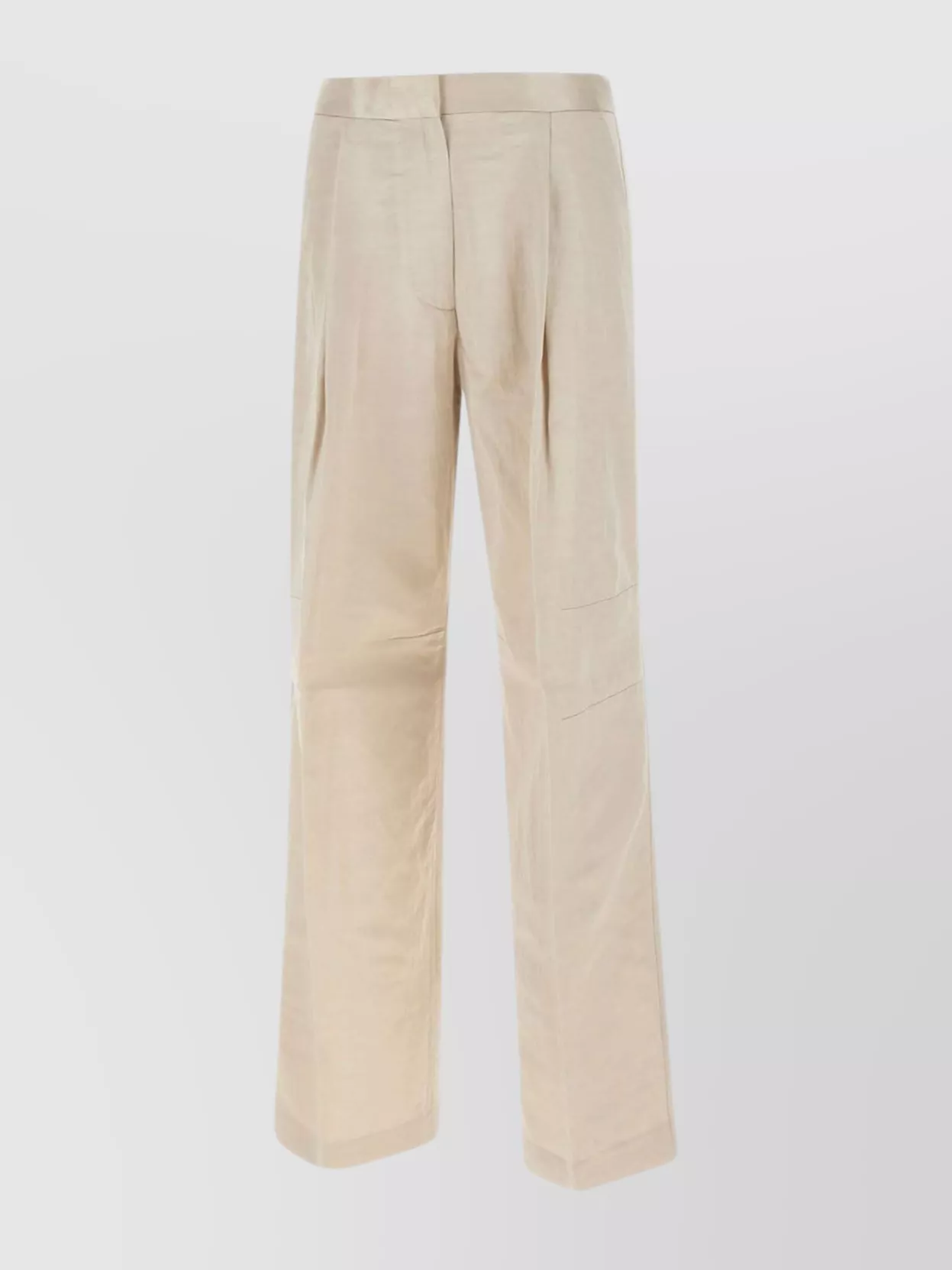 Shop Calvin Klein Trousers Luxe Blend Viscose Hemp Cotton In Beige