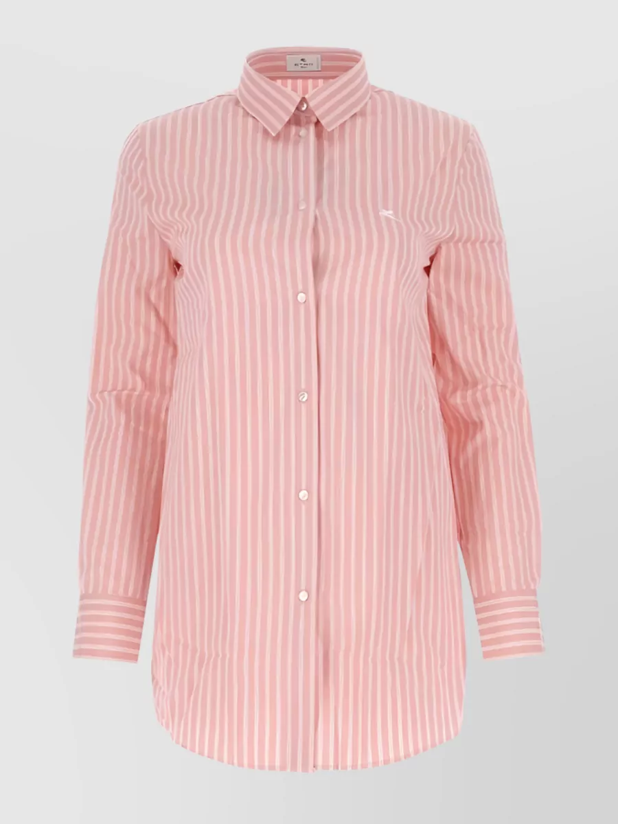 Shop Etro Striped Shirt With Embroidered Pegaso Emblem In Pastel