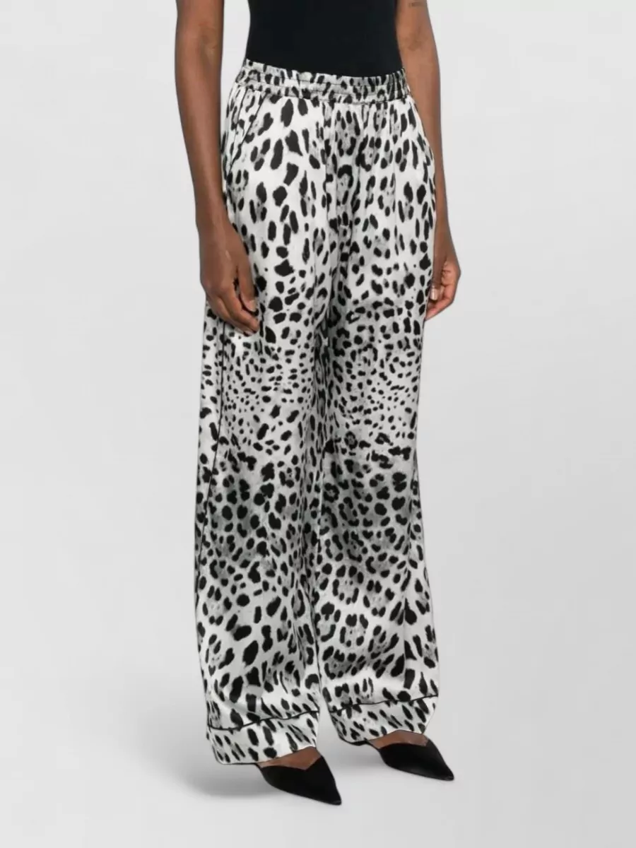 Dolce&Gabbana Silk Leopard-Print Wide-Leg Palazzo Trousers