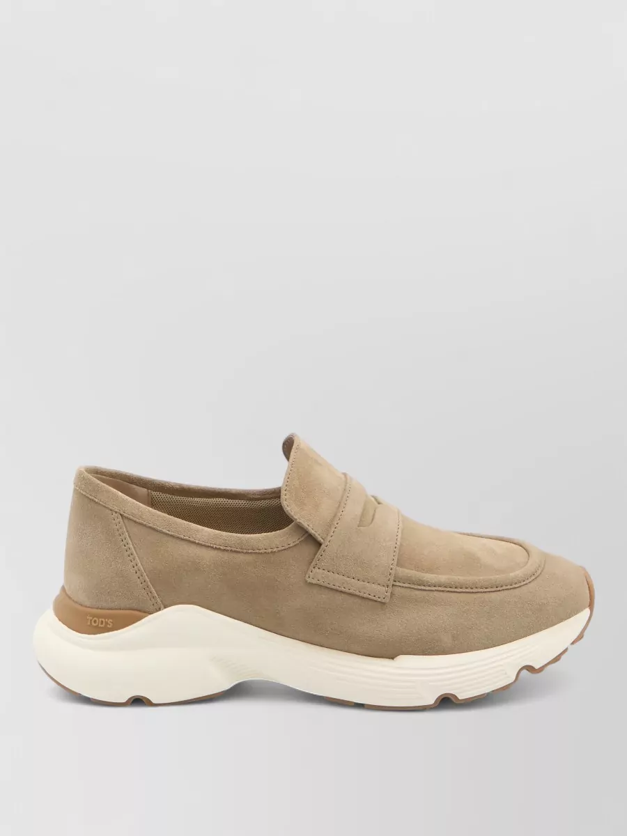 Tod's Sporty Calfskin Loafers Round Toe Sole