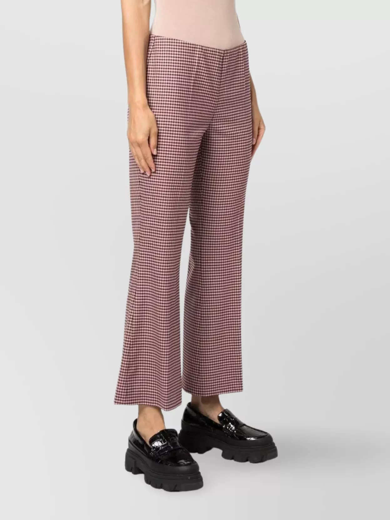 P.A.R.O.S.H HOUNDSTOOTH PATTERN FLARED ANKLE-LENGTH TROUSERS