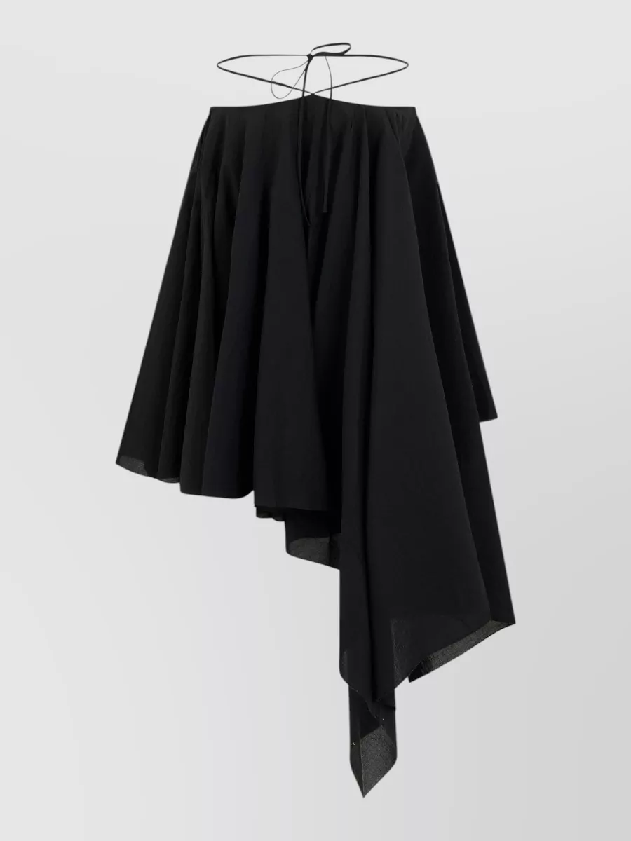 Jacquemus Courte Asymmetric Cotton-blend Crepon Halterneck Dress In Black