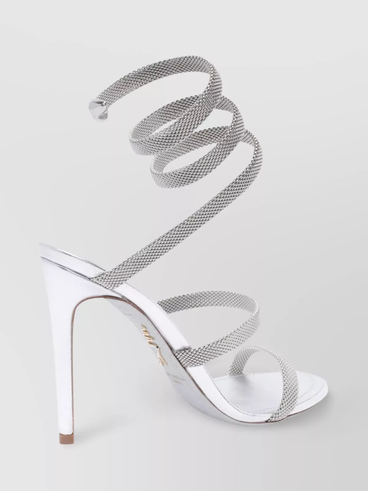 Rene Caovilla Heel Sandals With Metallic Spiral Strap