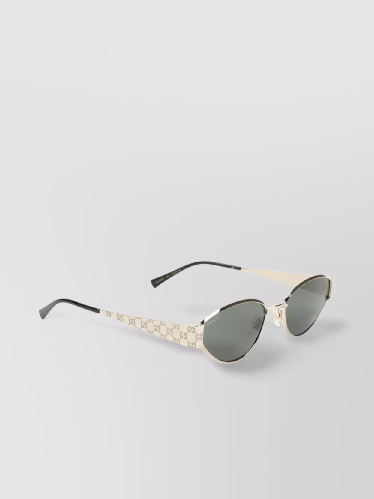 Gucci Oval Metal Sunglasses With Green Lenses