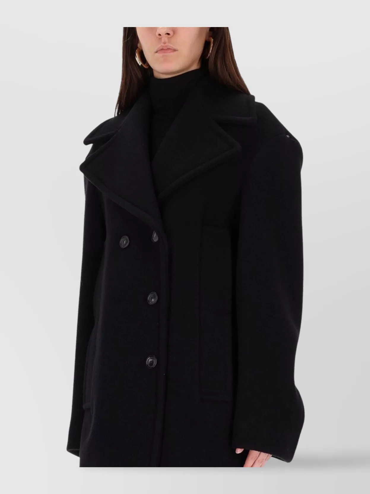 Sportmax Double-Breasted Coat Notched Lapels Long Sleeves