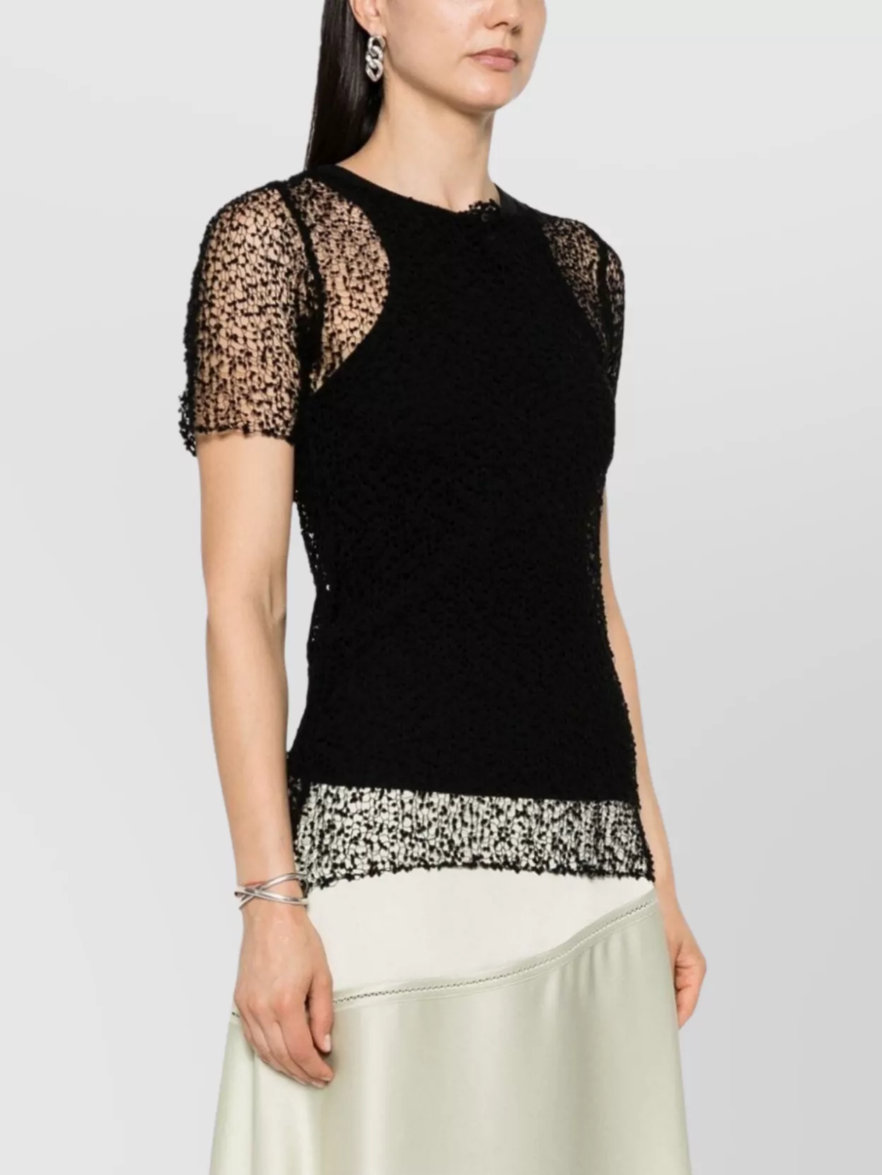 Maison Margiela Sheer Fabric Top With Polka Dot Embroidery