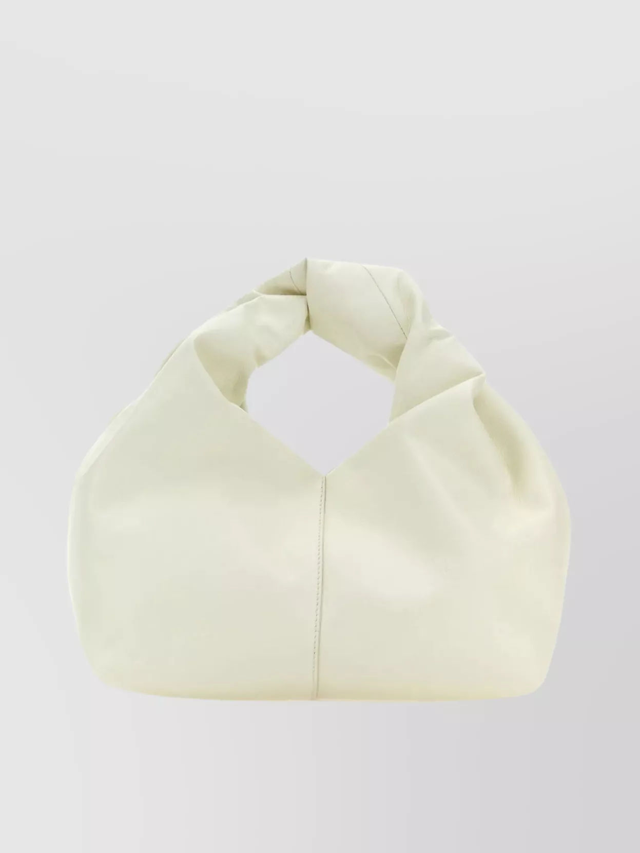 Shop Jw Anderson Compact Leather Hobo Bag With Unique Handle In Beige