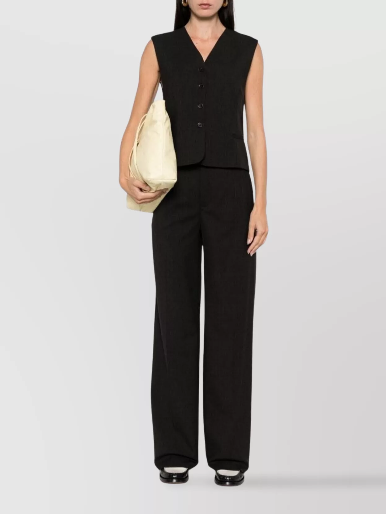 Loulou Studio High Waist Wide-leg Trousers With Belt Loops In Blue