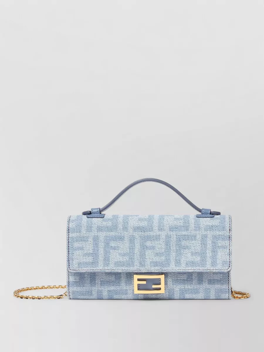 Fendi baguette cotton denim clutch bag