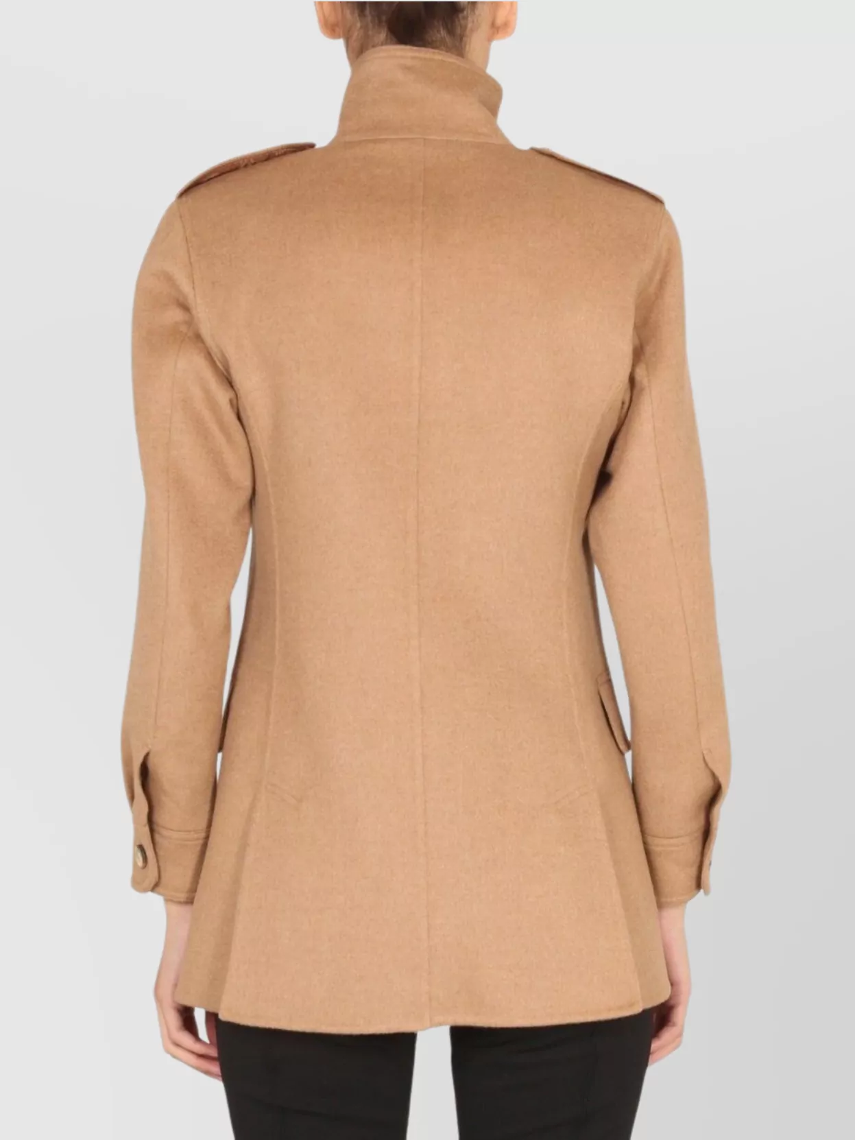 Max Mara Peonies Jacket With High Collar And Pockets In Brown