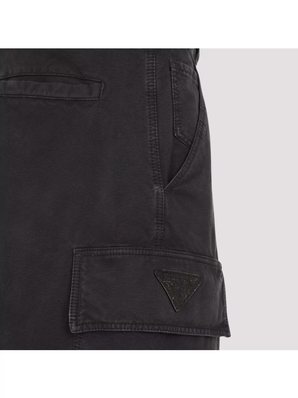 Prada Wide Leg Canvas Cargo Pants In Black