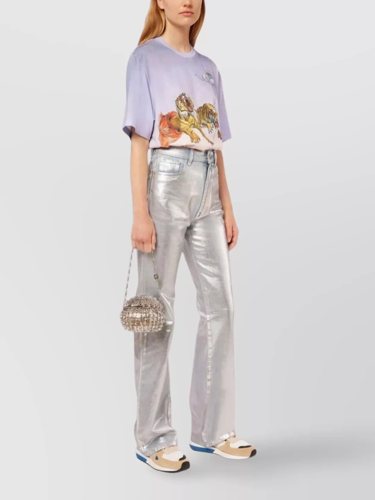 Paco Rabanne Metallic Finish Five-Pocket Trousers With Belt Loops