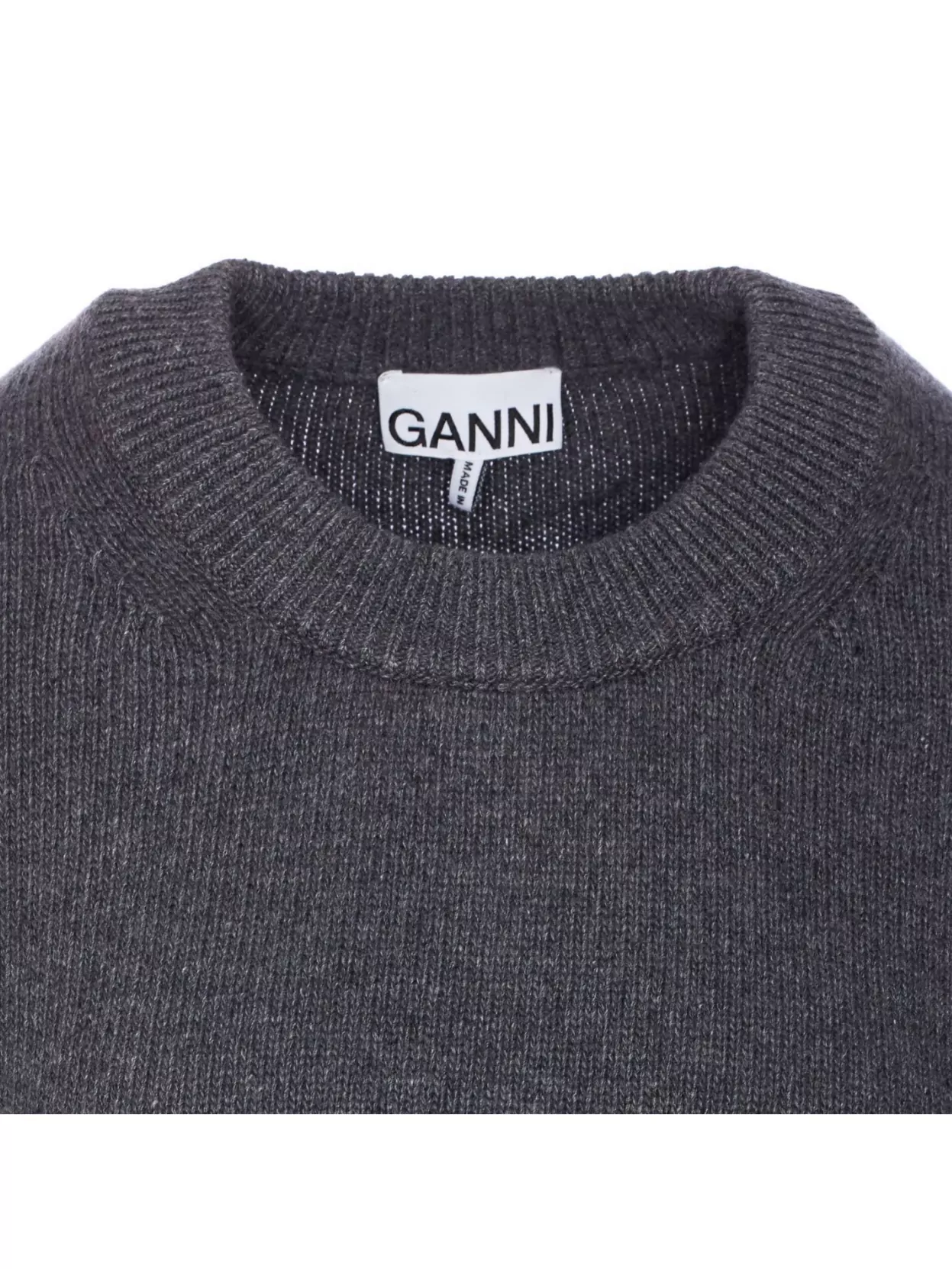 Ganni Sweater Wool Side Ties In Black