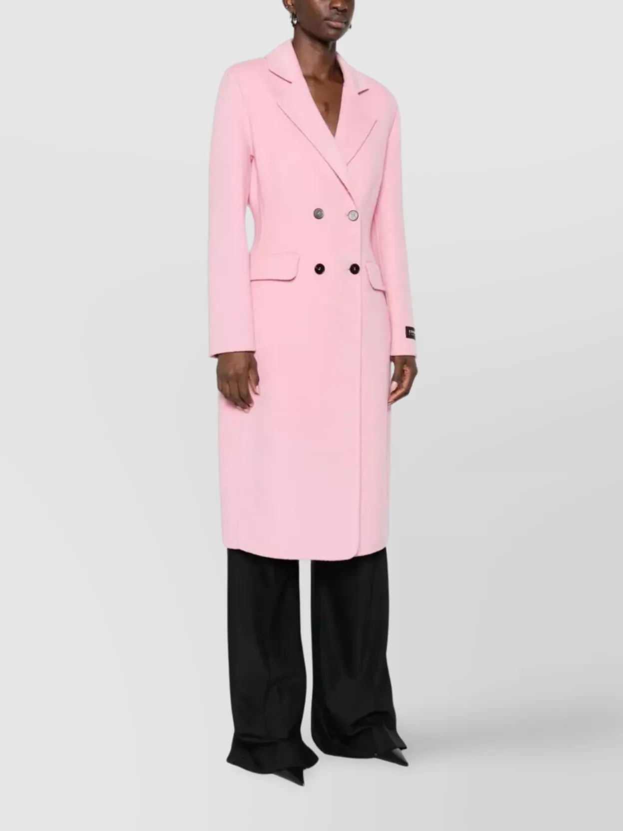 Ermanno Firenze Double-Breasted Coat Featuring Flap Pockets