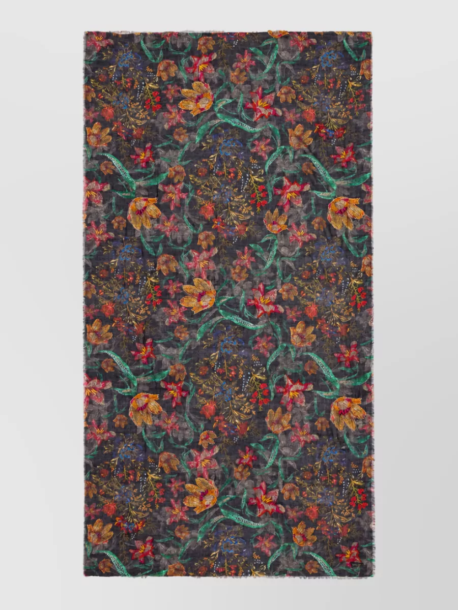 Faliero Sarti floral-embroidered wool scarf