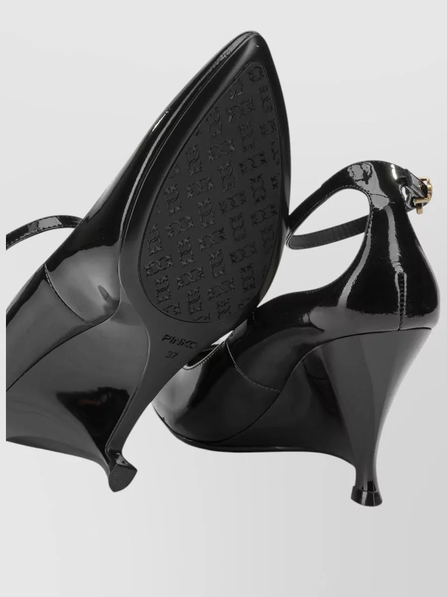 Pinko Black Patent-Leather Wedge Pumps