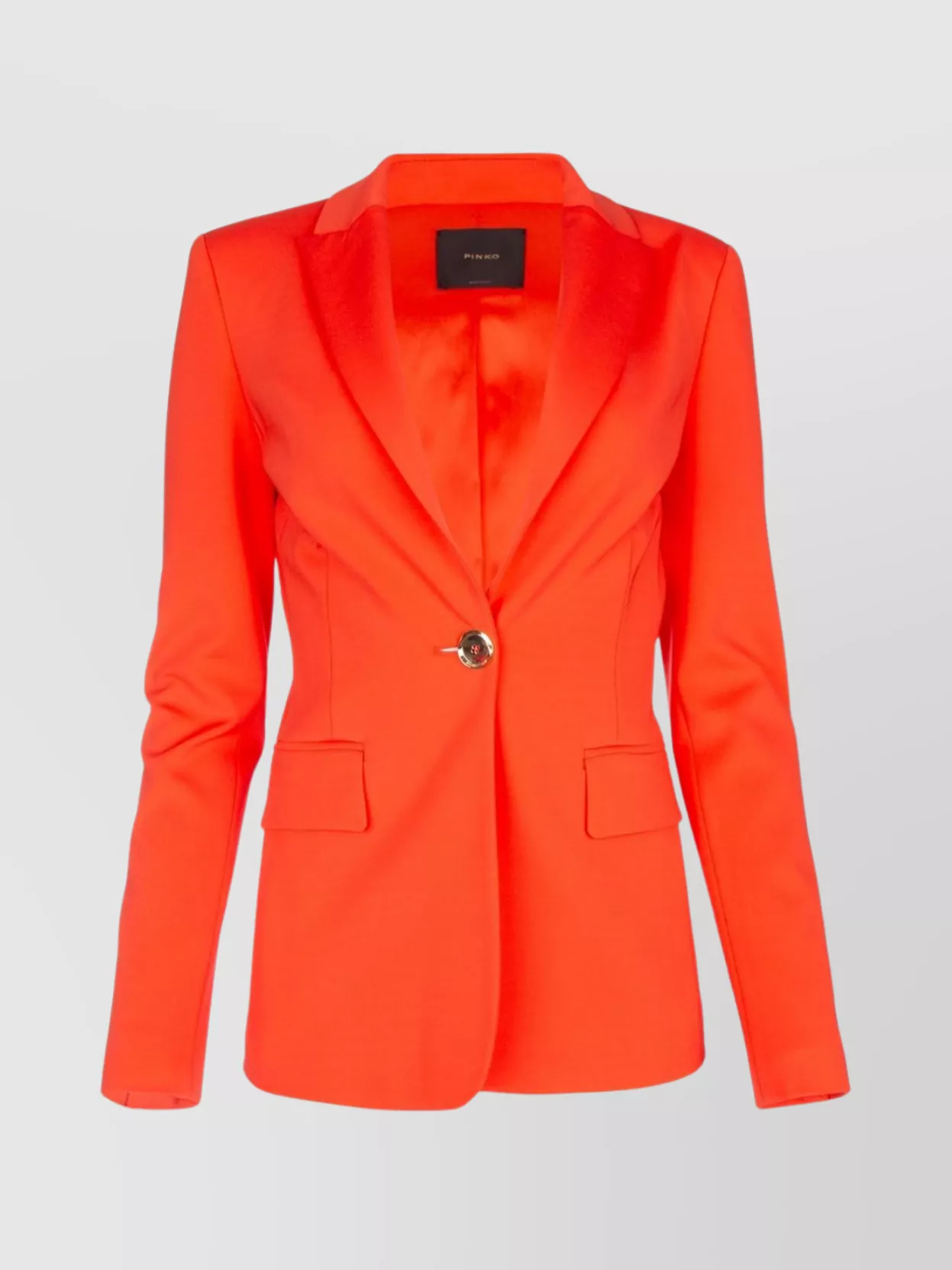 Pinko Flap Pocket Notch Lapel Structured Shoulder Jacket In Orange