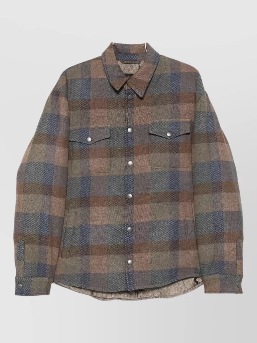 Etro wool cashmere checked shirt jacket