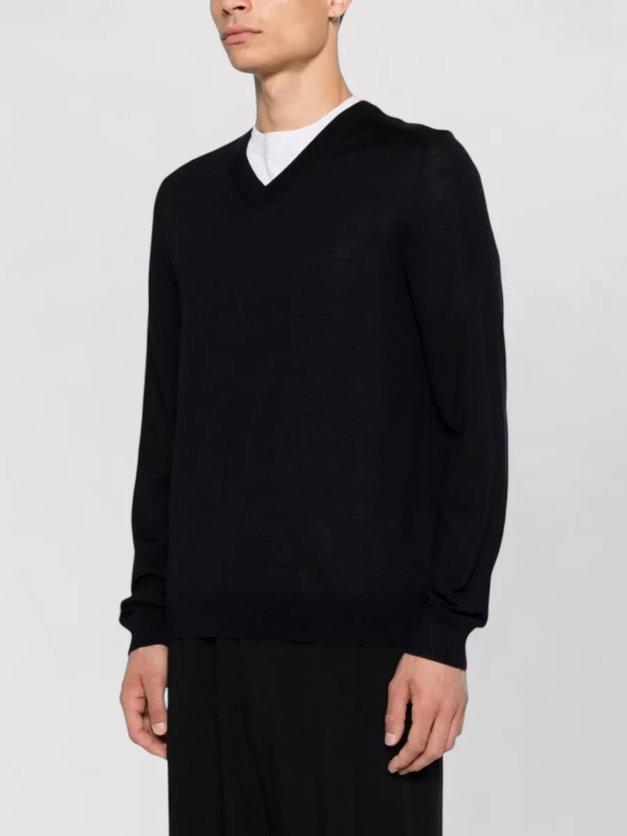 Paul Smith Merino Wool Fine-Knit V-Neck Long-Sleeve Sweater