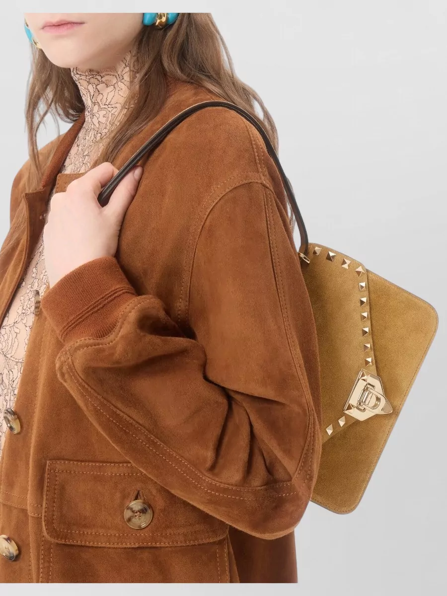 Valentino Garavani Rockstud Spike Small Suede Leather Shoulder Bag