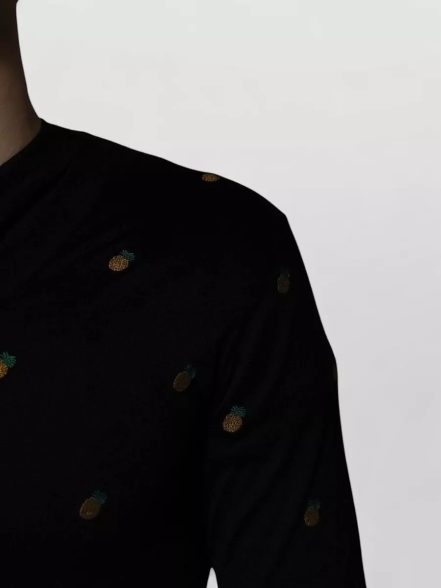 Dolce&Gabbana Silk Pineapple-Embroidered Crew-Neck Sweater