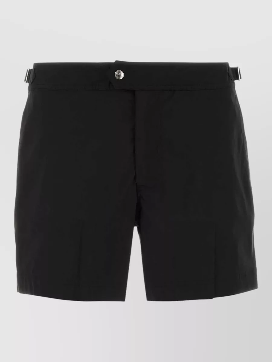 Tom Ford Polyester Swimming Shorts Adjustable Waistband Belt Loops In Blue