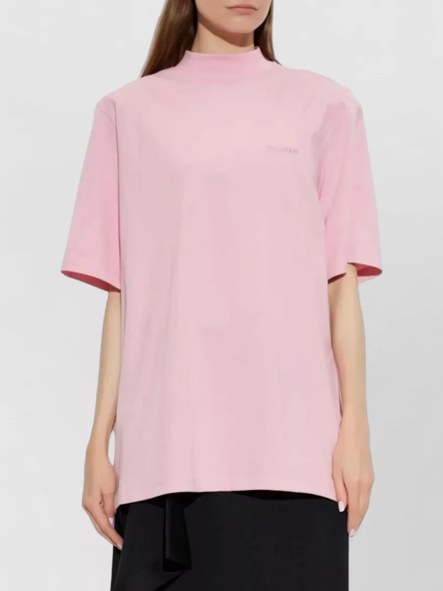 The Attico Logo-Print High-Neck Short-Sleeve T-Shirt