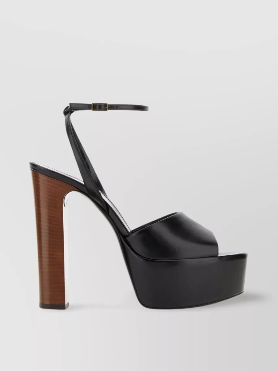 Shop Saint Laurent Chunky Heel Platform Sole Sandals In Black