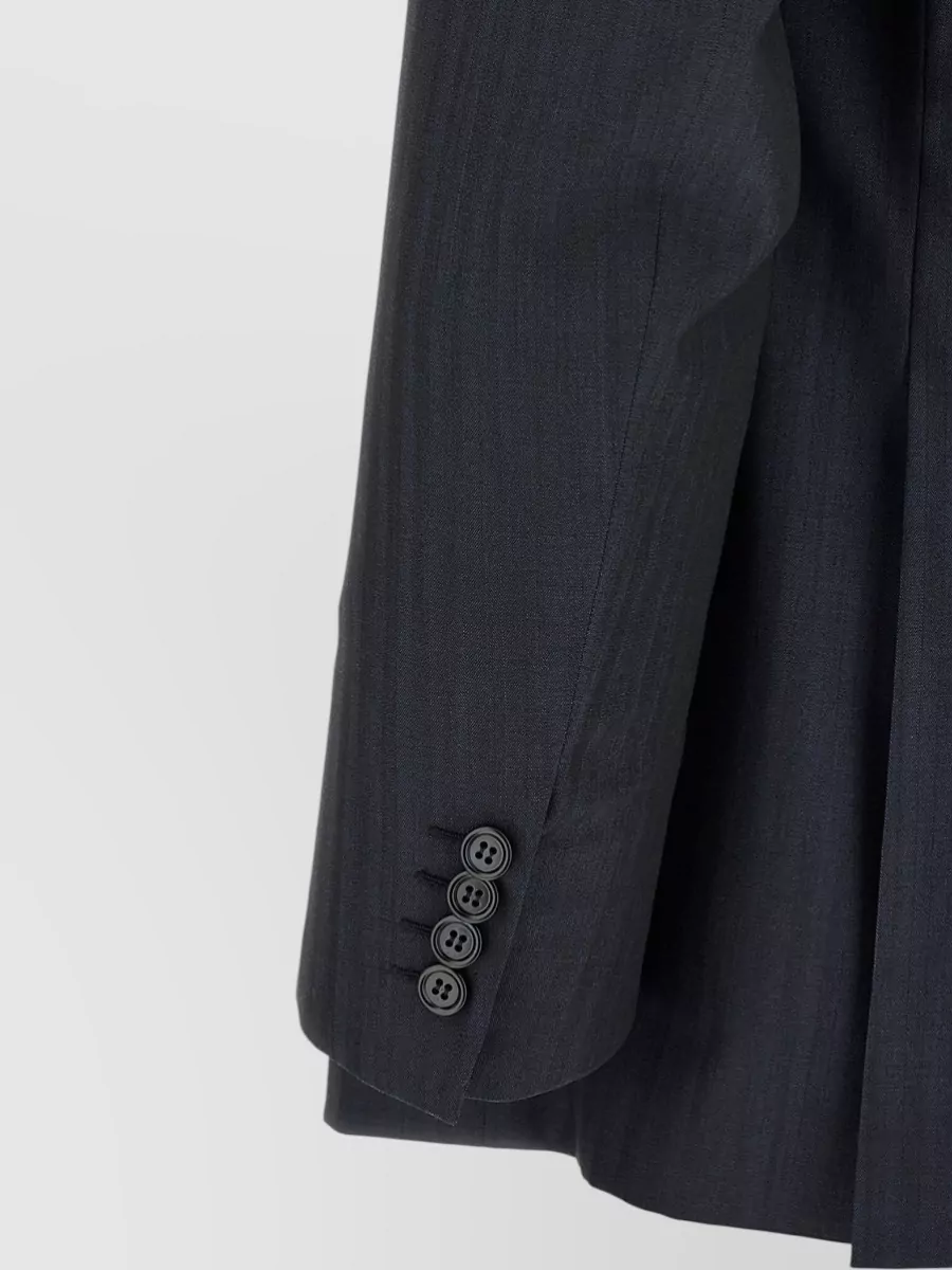 Brioni Wool Pinstriped Single Breasted Coat