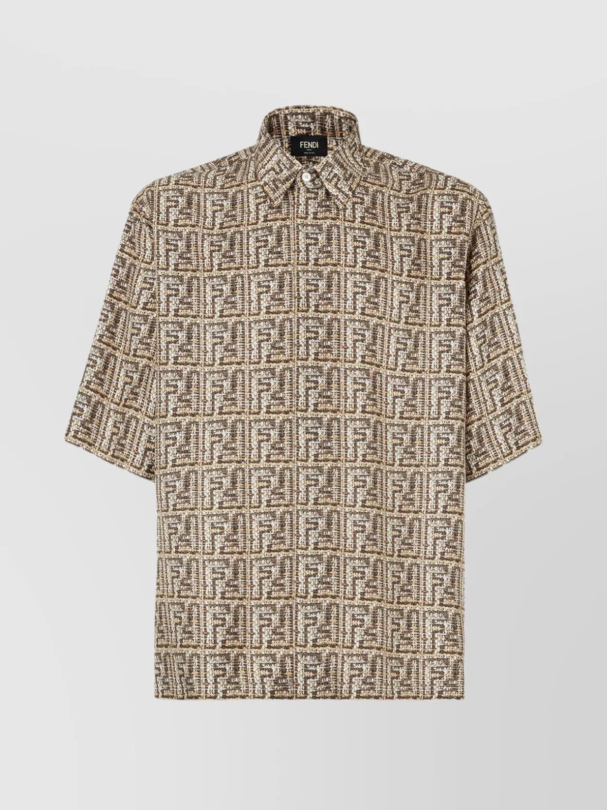 Shop Fendi Beige Silk Shirt With Ff Print