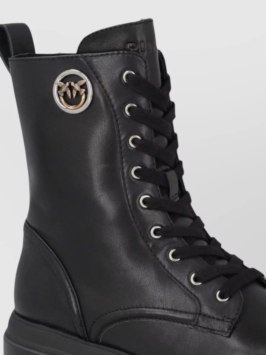 Pinko Leather Lace-Up Ankle Boots