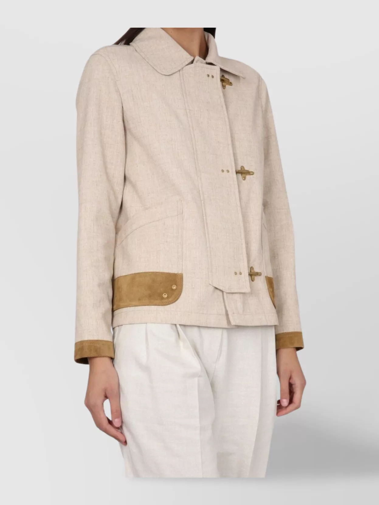 Fay Collar Trimmed Jacket Featuring Pockets