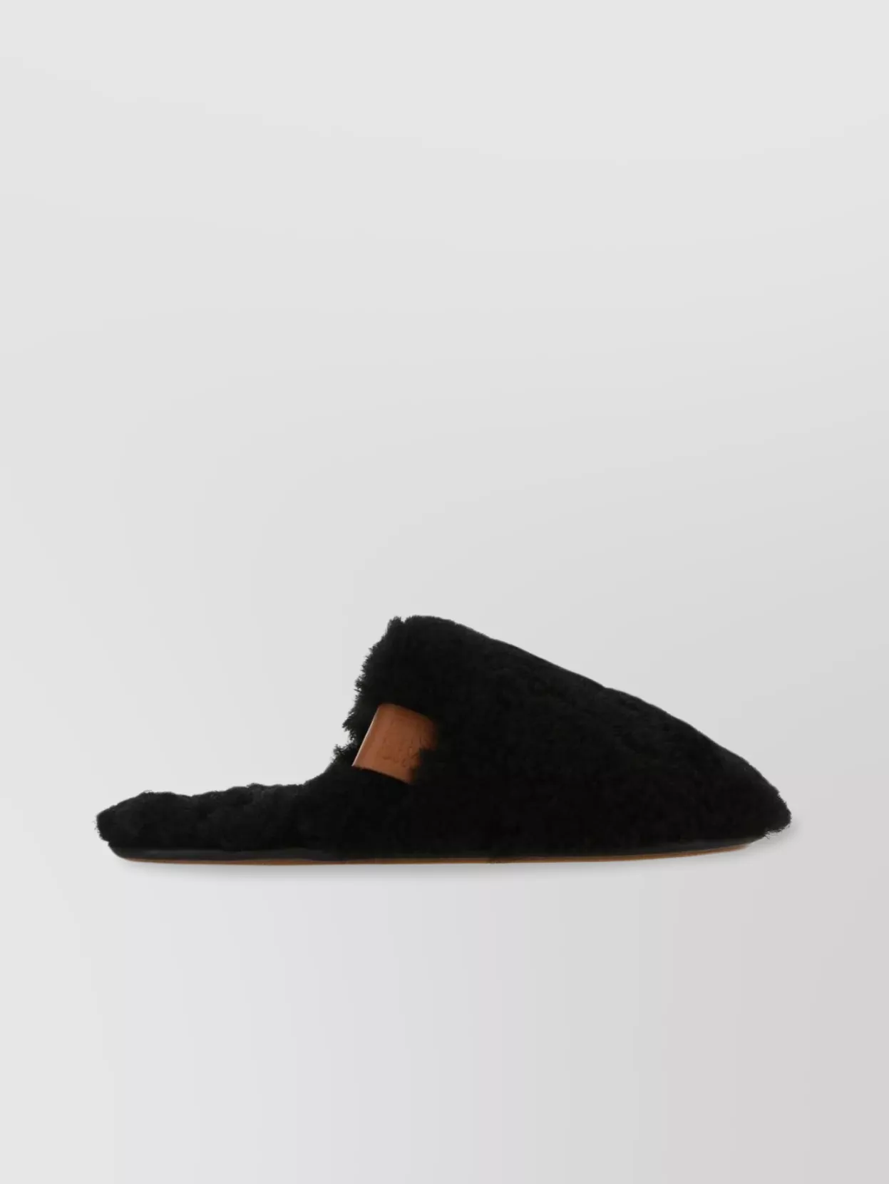 Shop Loewe Shearling Slippers With Flat Sole And Round Toe