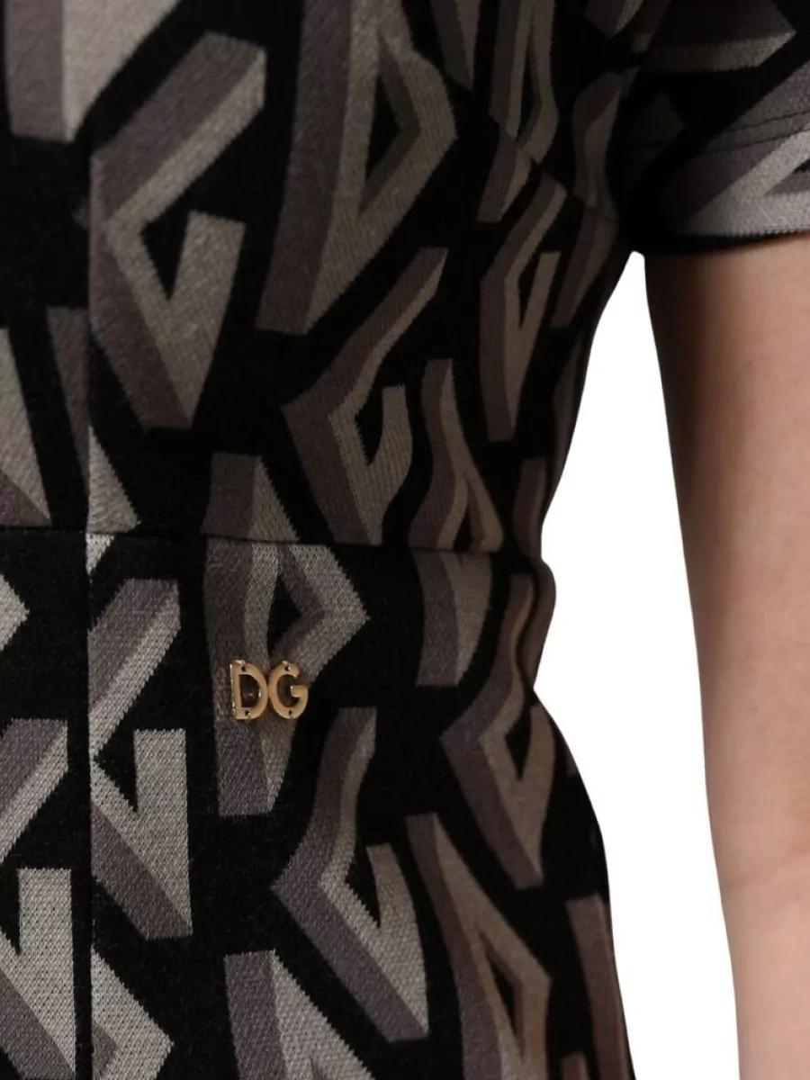 Dolce&Gabbana Cotton Logo Print Knee-Length Dress