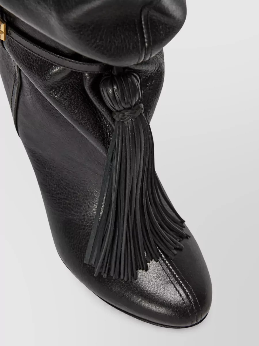 Balmain Textured Leather Thigh-High Boots