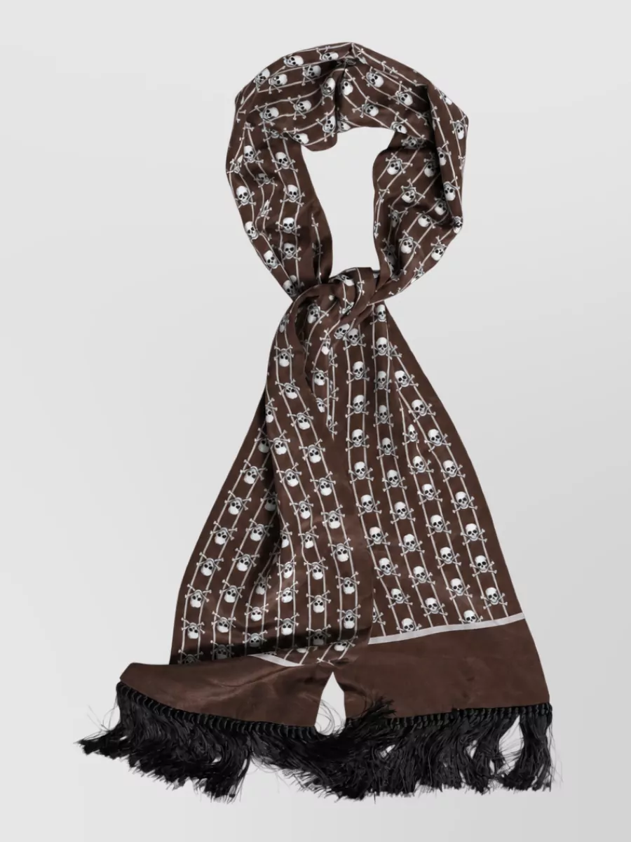 Dolce&Gabbana silk skull print fringed scarf