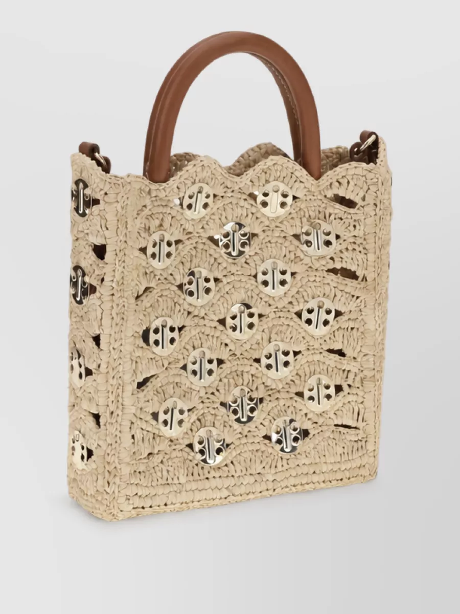 Paco Rabanne Na Raffia Beach Bag