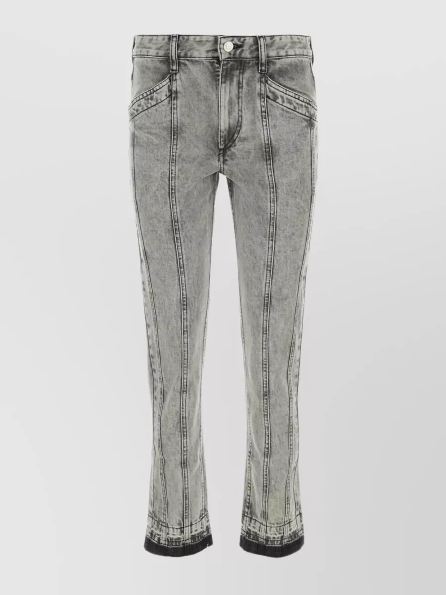 Shop Isabel Marant Étoile Sulanoa Straight Leg Denim Trousers In Grey