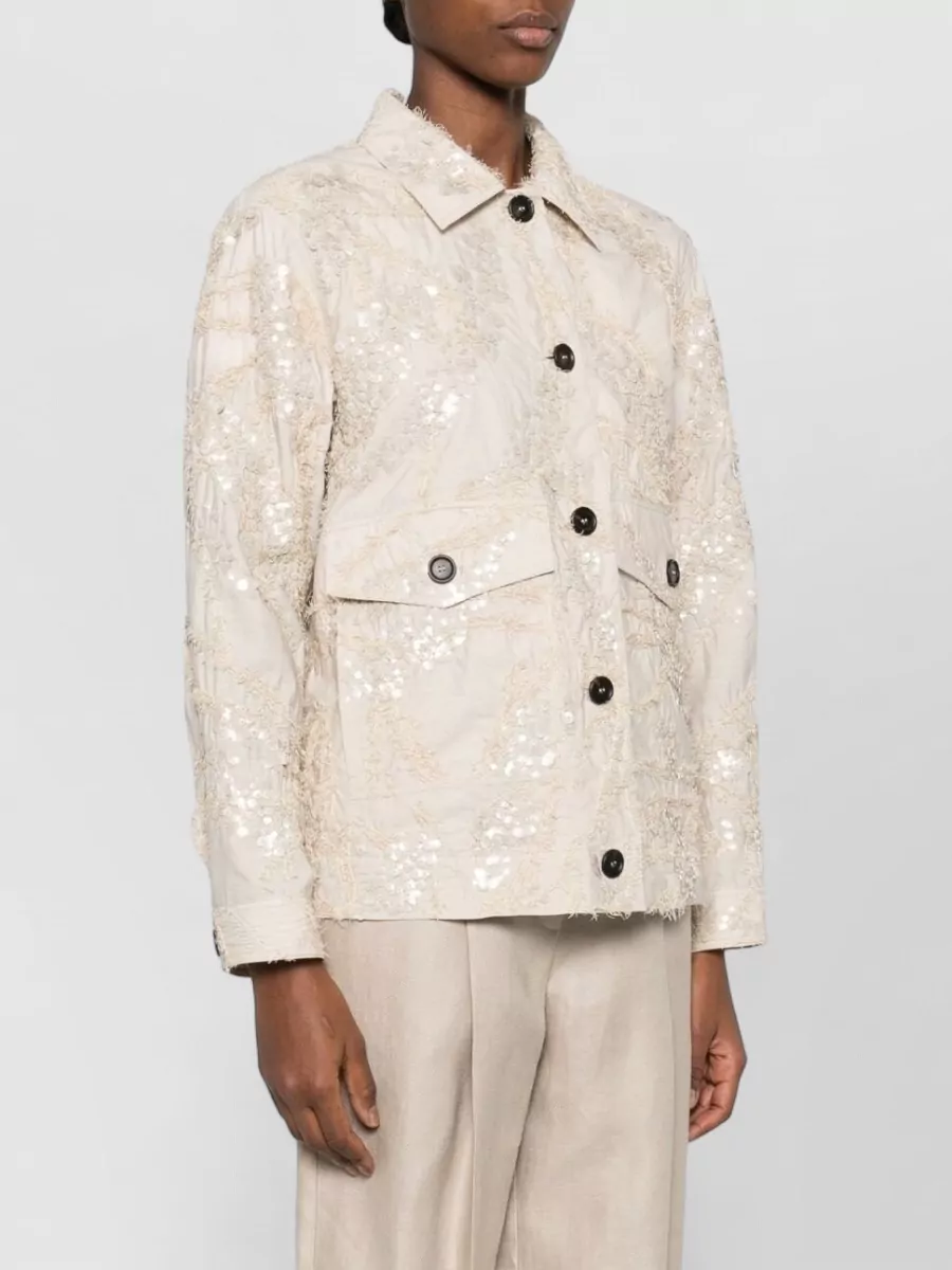 Brunello Cucinelli Embellished Cotton Fitted Jacket