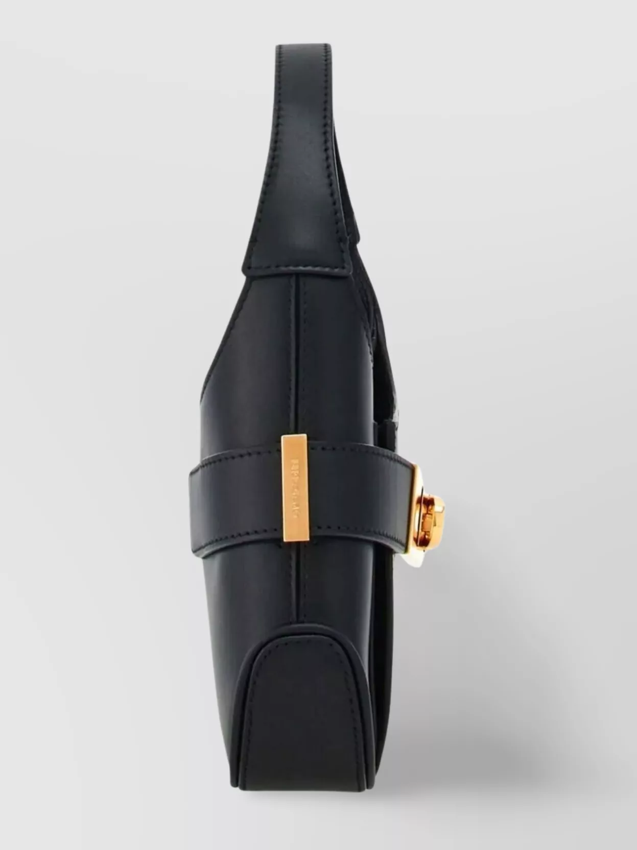 Shop Ferragamo Buckle Front Mini Hobo Bag In Black