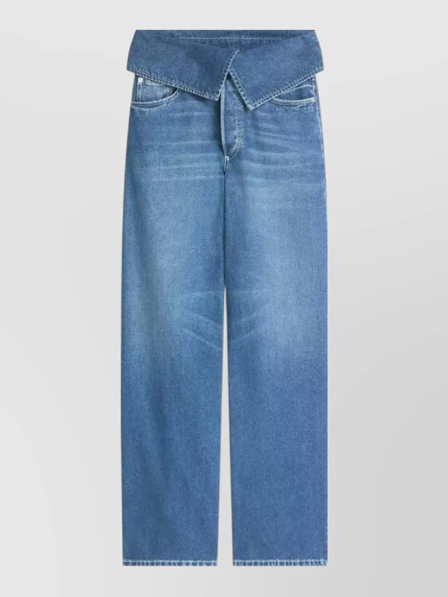 Dries Van Noten denim folded-waist wide-leg jeans