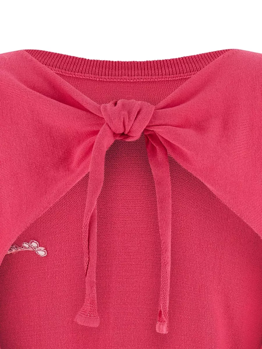 Ganni Organic Cotton Knotted Bare Back Short-Sleeve Sweater