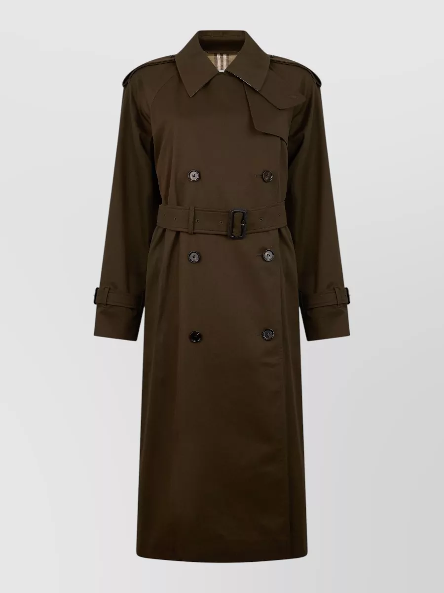 Burberry Cotton long double-breasted belted trench coat