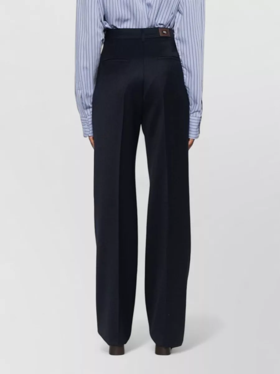 Max Mara Wool Wide Leg Trousers Pressed Crease