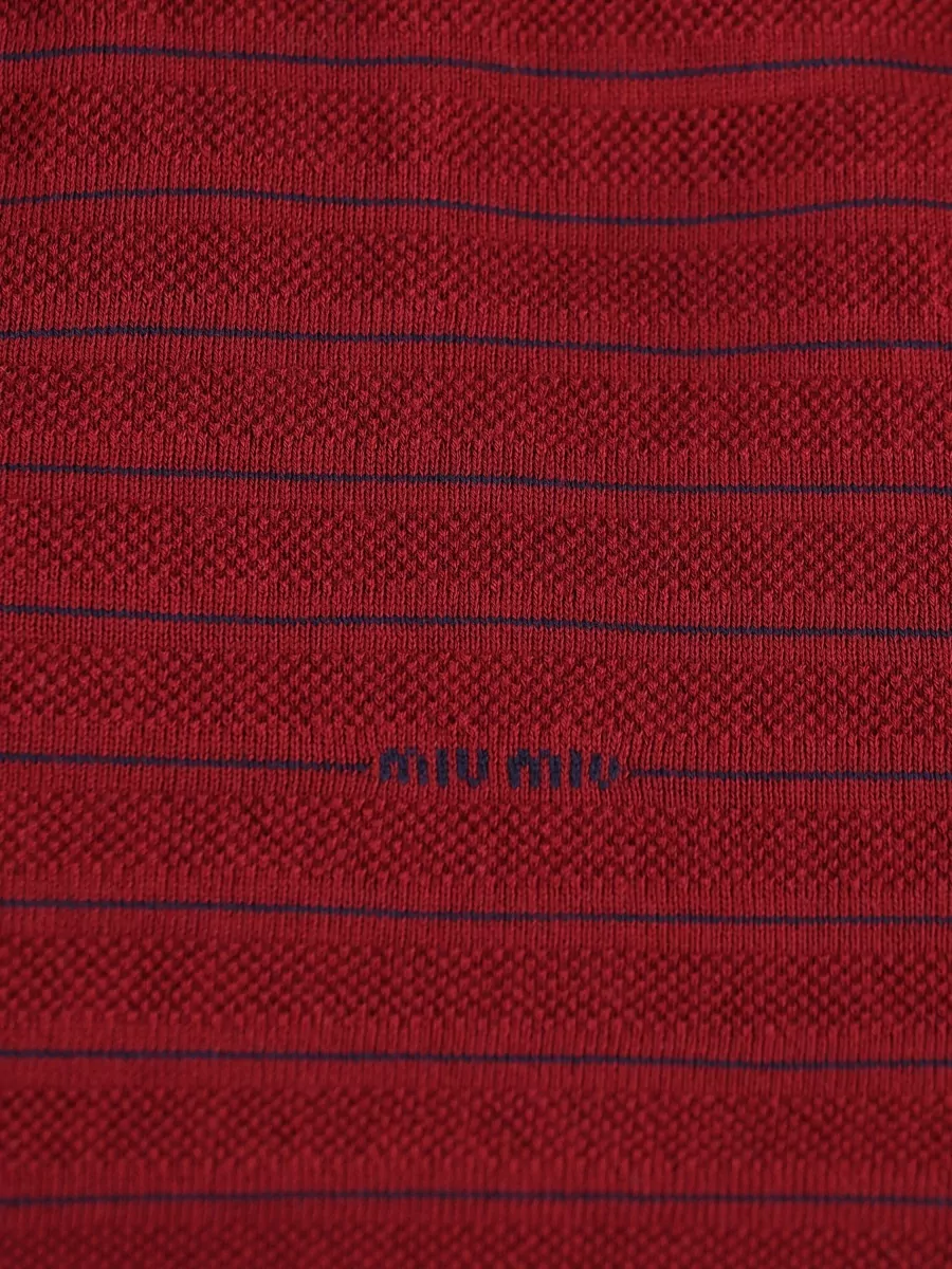 Miu Miu Cotton Ribbed Long-Sleeve Polo Jumper