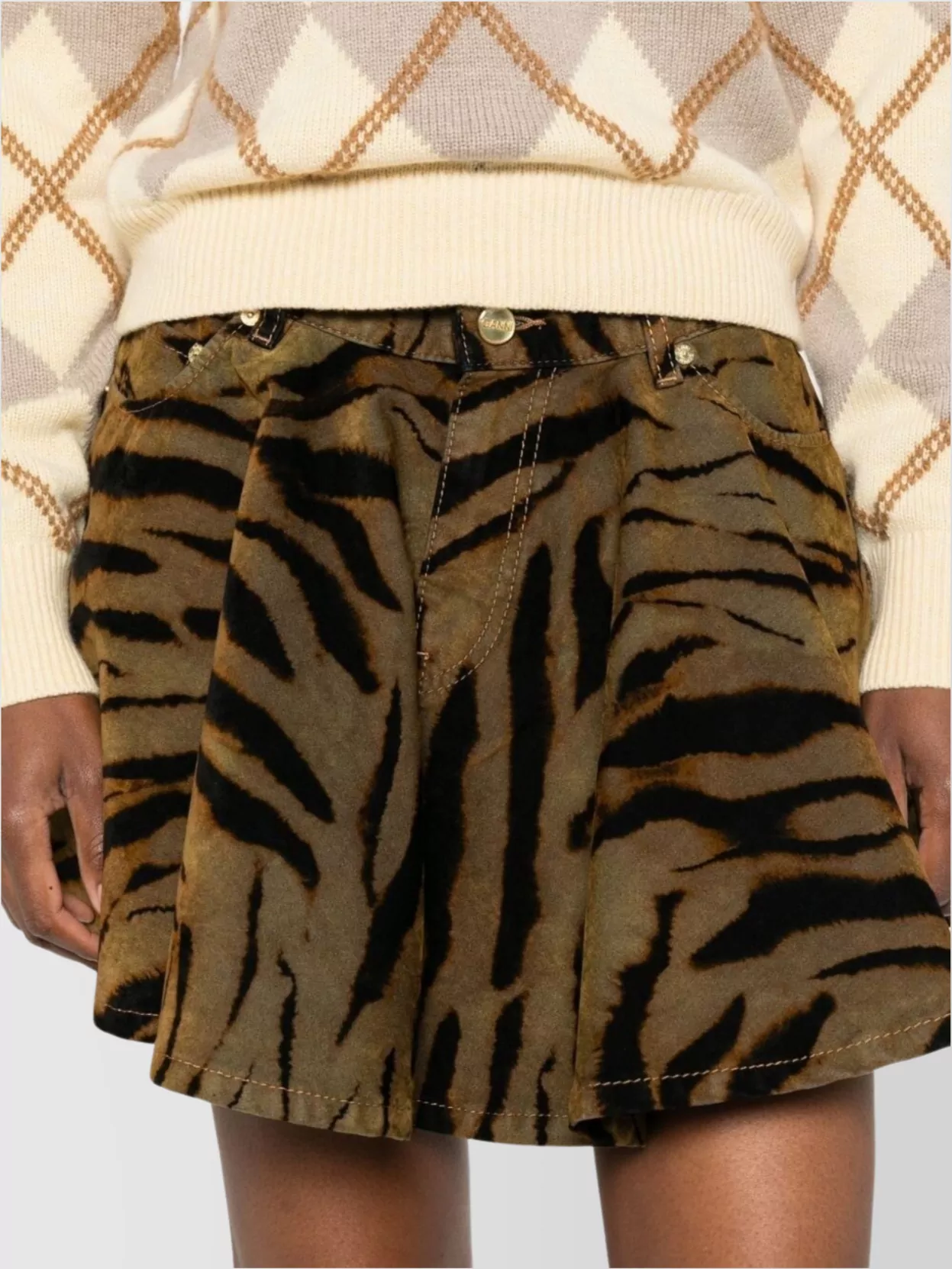 Ganni Animal Print High Waist Mini Skirt