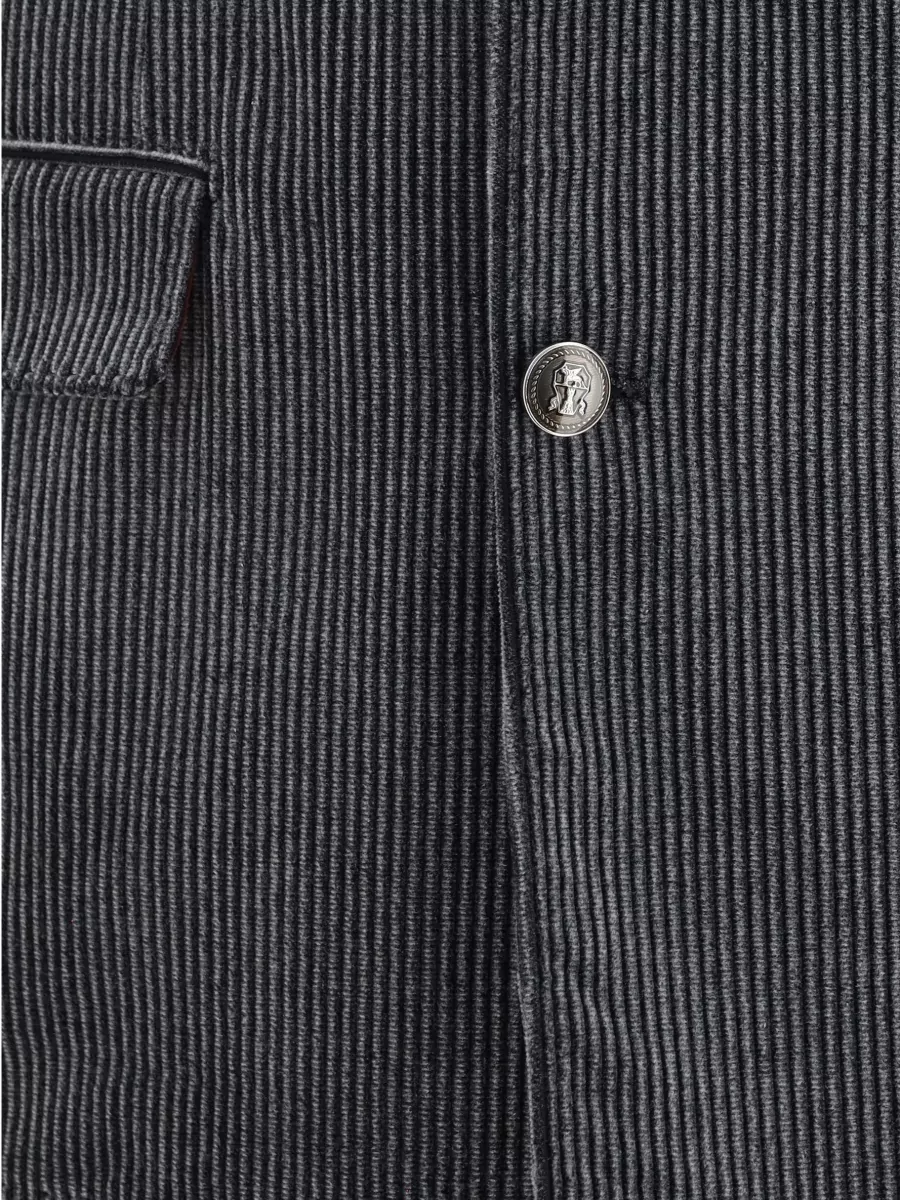 Brunello Cucinelli Ribbed Double-Breasted Cotton Coat